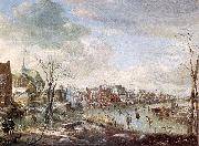 Aert van der Neer with Golfers and Skaters oil painting on canvas